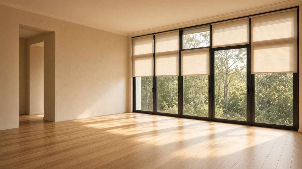 Sunlit empty room ready to host meetings or workdays