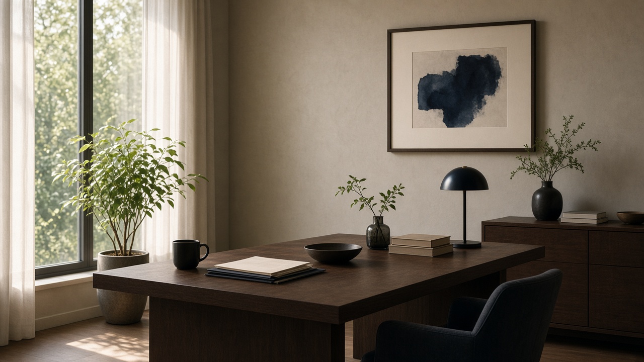 Quiet private office with a desk by the window